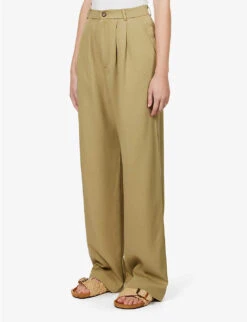 Mason High-rise Wide-leg Woven Trousers -Reis Clothing Shop R04149604 OLIVEOIL ALT02