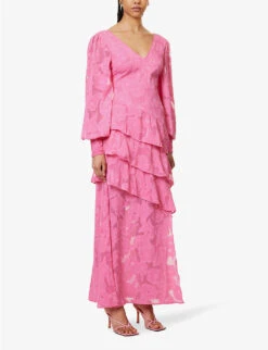 Lois Floral-pattern Cotton Maxi Dress -Reis Clothing Shop R04149648 PINK ALT02