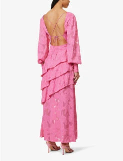 Lois Floral-pattern Cotton Maxi Dress -Reis Clothing Shop R04149648 PINK ALT03