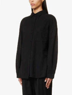 Emery Relaxed-fit Cotton And Linen-blend Shirt -Reis Clothing Shop R04149652 BLACK ALT02