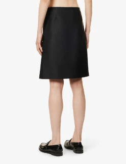 Miu Miu Logo-embroidered Stretch-woven Midi Skirt -Reis Clothing Shop R04149722 NERO ALT03