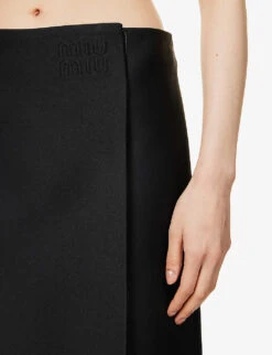Miu Miu Logo-embroidered Stretch-woven Midi Skirt -Reis Clothing Shop R04149722 NERO ALT04