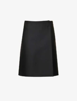 Miu Miu Logo-embroidered Stretch-woven Midi Skirt