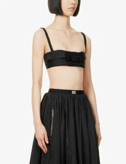 Miu Miu Sweetheart-neck Stretch-woven Bra Top -Reis Clothing Shop R04149723 NERO ALT02