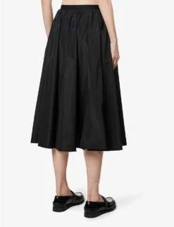 Miu Miu Pleated Elasticated-waistband Satin Midi Skirt -Reis Clothing Shop R04149730 NERO ALT03