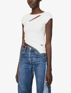 Cut-out Asymmetric-hem Cotton-blend Top -Reis Clothing Shop R04149752 ASSAMPLE ALT02