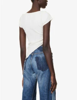 Cut-out Asymmetric-hem Cotton-blend Top -Reis Clothing Shop R04149752 ASSAMPLE ALT03