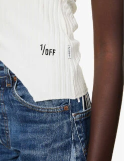 Cut-out Asymmetric-hem Cotton-blend Top -Reis Clothing Shop R04149752 ASSAMPLE ALT04