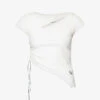 Cut-out Asymmetric-hem Cotton-blend Top