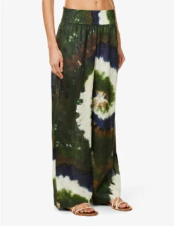 FRAME X Julia Sarr Jamois Tie-dye Wide-leg Mid-rise Linen Trousers -Reis Clothing Shop R04149885 FATIGUEMULTI ALT02