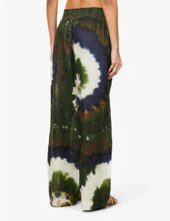 FRAME X Julia Sarr Jamois Tie-dye Wide-leg Mid-rise Linen Trousers -Reis Clothing Shop R04149885 FATIGUEMULTI ALT03