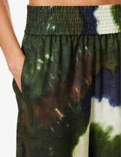 FRAME X Julia Sarr Jamois Tie-dye Wide-leg Mid-rise Linen Trousers -Reis Clothing Shop R04149885 FATIGUEMULTI ALT04