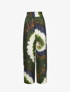 FRAME X Julia Sarr Jamois Tie-dye Wide-leg Mid-rise Linen Trousers