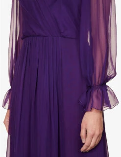 Alberta Ferretti Semi-sheer Lace-trim Silk Maxi Dress -Reis Clothing Shop R04149935 VIOLET ALT05