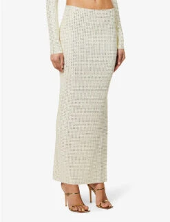 Spara Crystal-embellished High-rise Stretch-woven Midi Skirt -Reis Clothing Shop R04150186 OFFWHITE ALT02
