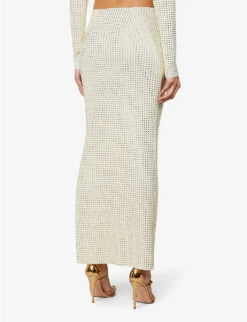Spara Crystal-embellished High-rise Stretch-woven Midi Skirt -Reis Clothing Shop R04150186 OFFWHITE ALT03