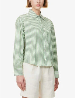 Weekend Max Mara Perak Striped Cotton Shirt -Reis Clothing Shop R04151181 GREEN ALT02