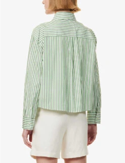 Weekend Max Mara Perak Striped Cotton Shirt -Reis Clothing Shop R04151181 GREEN ALT03