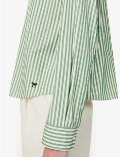 Weekend Max Mara Perak Striped Cotton Shirt -Reis Clothing Shop R04151181 GREEN ALT04