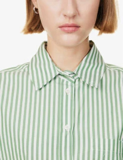 Weekend Max Mara Perak Striped Cotton Shirt -Reis Clothing Shop R04151181 GREEN ALT05