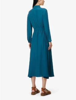 Weekend Max Mara Collared Regular-fit Woven Maxi Dress -Reis Clothing Shop R04151207 OIL ALT03