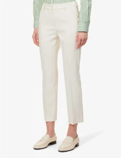 Weekend Max Mara Patata Pressed-crease Regular-fit Tapered-leg Stretch-woven Trousers -Reis Clothing Shop R04151211 IVORY ALT02