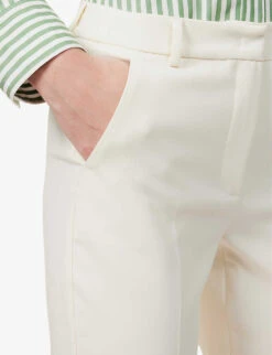 Weekend Max Mara Patata Pressed-crease Regular-fit Tapered-leg Stretch-woven Trousers -Reis Clothing Shop R04151211 IVORY ALT04