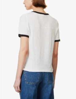 ME AND EM Contrasting-trim Organic-cotton T-shirt -Reis Clothing Shop R04151491 WHITEBLACK ALT03