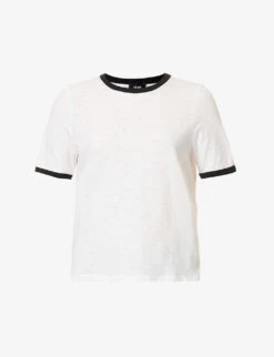 ME AND EM Contrasting-trim Organic-cotton T-shirt