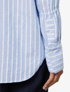 ME AND EM Stripe-pattern Boyfriend-fit Cotton Shirt -Reis Clothing Shop R04151520 BLUEWHITE ALT05