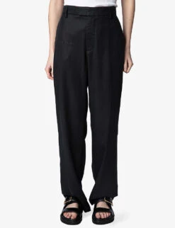 Zadig & Voltaire Peter Wide-leg High-rise Woven Trousers -Reis Clothing Shop R04151936 NOIR ALT02