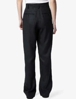 Zadig & Voltaire Peter Wide-leg High-rise Woven Trousers -Reis Clothing Shop R04151936 NOIR ALT03