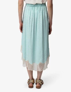 Zadig & Voltaire Joslin Leopard-jacquard Silk Midi Skirt -Reis Clothing Shop R04151964 CELADON ALT03