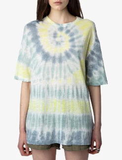 Zadig & Voltaire Suzy Tie-dye Linen T-shirt -Reis Clothing Shop R04151984 CELADON ALT04