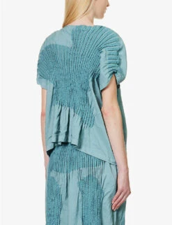 Issey Miyake Imprint Ribbed Rayon-blend Top -Reis Clothing Shop R04152500 LIGHTBLUE ALT03