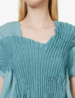 Issey Miyake Imprint Ribbed Rayon-blend Top -Reis Clothing Shop R04152500 LIGHTBLUE ALT04