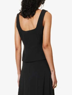 Leni Square-neck Woven Waistcoat -Reis Clothing Shop R04152819 BLACK ALT03