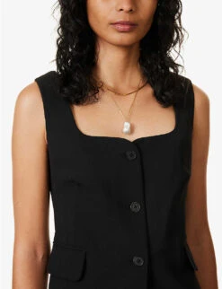 Leni Square-neck Woven Waistcoat -Reis Clothing Shop R04152819 BLACK ALT04