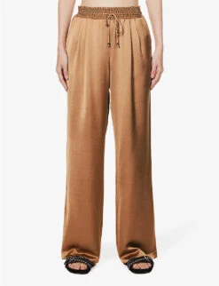 Paige Tinesia Straight-leg Mid-rise Satin Trousers -Reis Clothing Shop R04153196 CAMEL ALT02