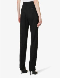 Alexander McQueen Zip-embellished Straight-leg Mid-rise Wool Trousers -Reis Clothing Shop R04153260 BLACK ALT03
