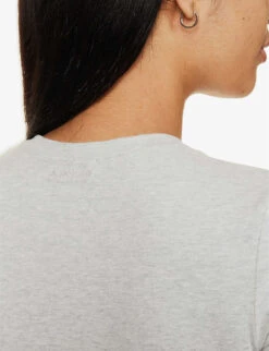 Round-neck Cropped Stretch-cotton T-shirt -Reis Clothing Shop R04153519 GREYMELANGE ALT04