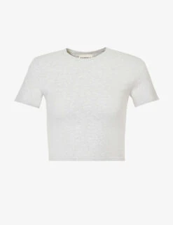 Round-neck Cropped Stretch-cotton T-shirt