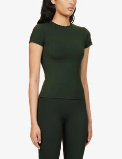 Ultimate Slim-fit Stretch-woven T-shirt -Reis Clothing Shop R04153523 DARKOLIVE ALT02