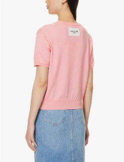 Ribbed-trim Scoop-neck Cotton-knit Top -Reis Clothing Shop R04153710 STRAWBERRY ALT03