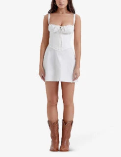Carlotta Fitted-bodice Square-neck Stretch-cotton Mini Dress -Reis Clothing Shop R04154058 WHITE ALT01