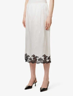 Prada Lace-trim Elasticated-waist Silk Midi Skirt -Reis Clothing Shop R04154506 AVORIO ALT02