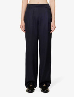 Vince Regular-fit Straight Wide-leg High-rise Cotton-silk Trousers 7 Vince Regular-fit Straight Wide-leg High-rise Cotton-silk Trousers -Reis Clothing Shop R04154636 COASTAL ALT02