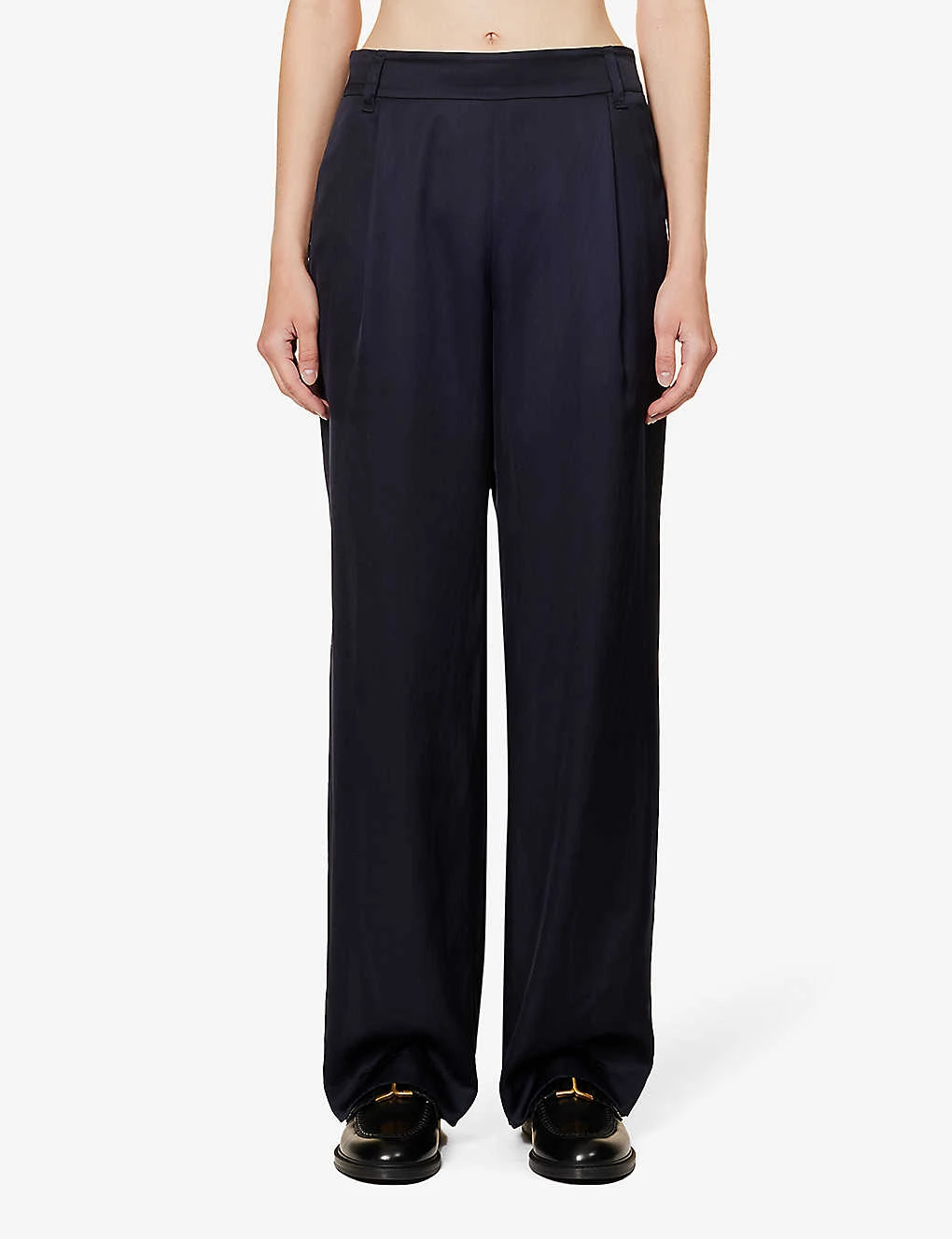 Vince Regular-fit Straight Wide-leg High-rise Cotton-silk Trousers 3 Vince Regular-fit Straight Wide-leg High-rise Cotton-silk Trousers - Image 3