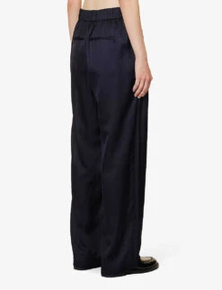 Vince Regular-fit Straight Wide-leg High-rise Cotton-silk Trousers 8 Vince Regular-fit Straight Wide-leg High-rise Cotton-silk Trousers -Reis Clothing Shop R04154636 COASTAL ALT03