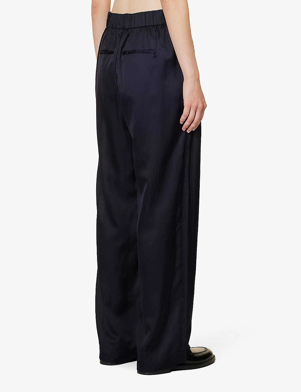 Vince Regular-fit Straight Wide-leg High-rise Cotton-silk Trousers 4 Vince Regular-fit Straight Wide-leg High-rise Cotton-silk Trousers - Image 4
